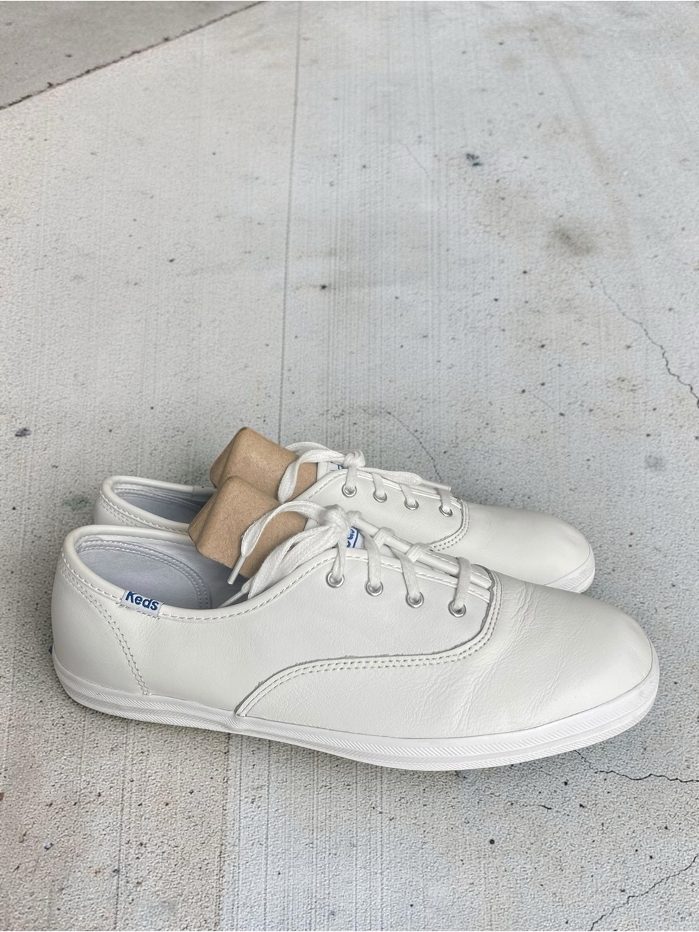 Keds Women's Champion Original Leather Sneakers, White Leather, 8.5